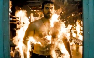 Man of Steel on fire