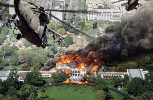 White House Down on fire